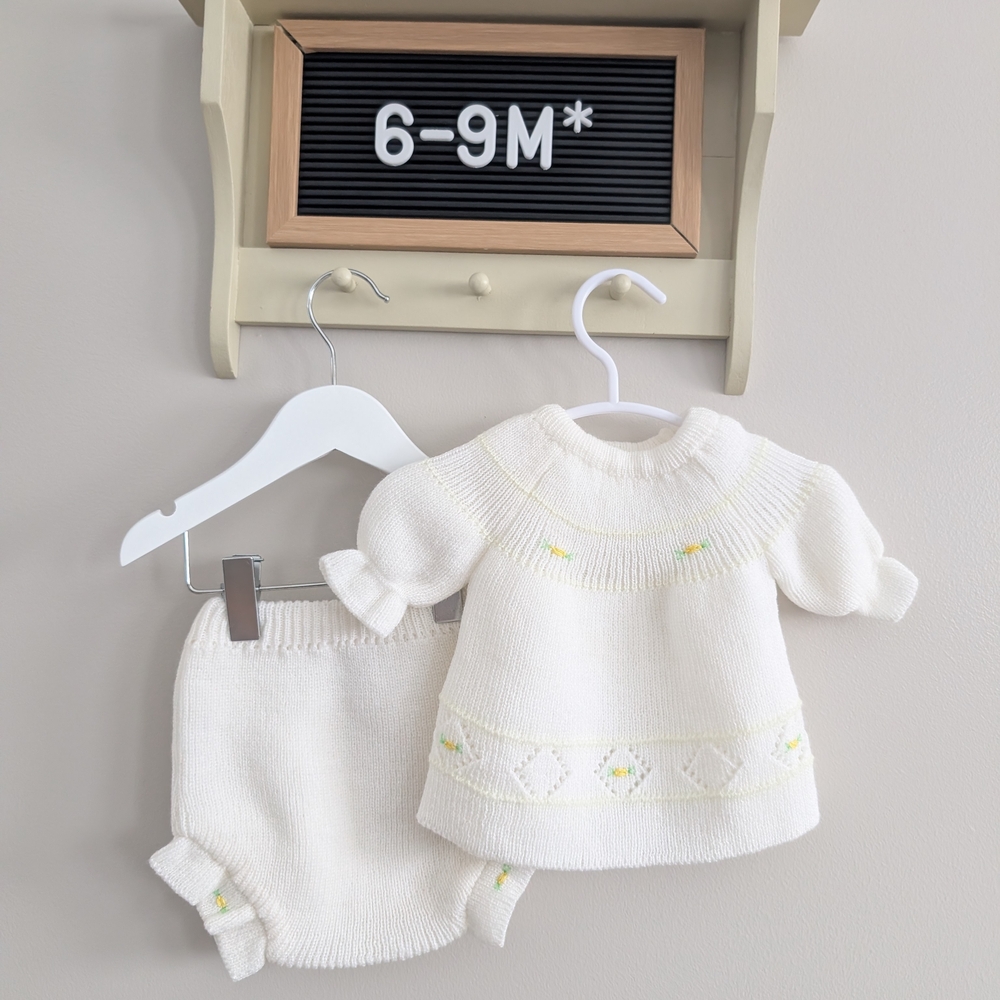 Vintage White Knit Baby Outfit